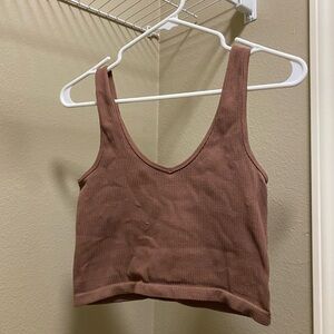 Boutique Burnt-Orange Brown Ribbed Women's Tank Top